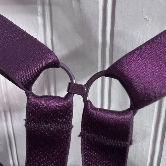 Cacique Lightly Lined Purple Balconette Wired Bra 34F Bow Detail Convertible - Picture 7 of 9